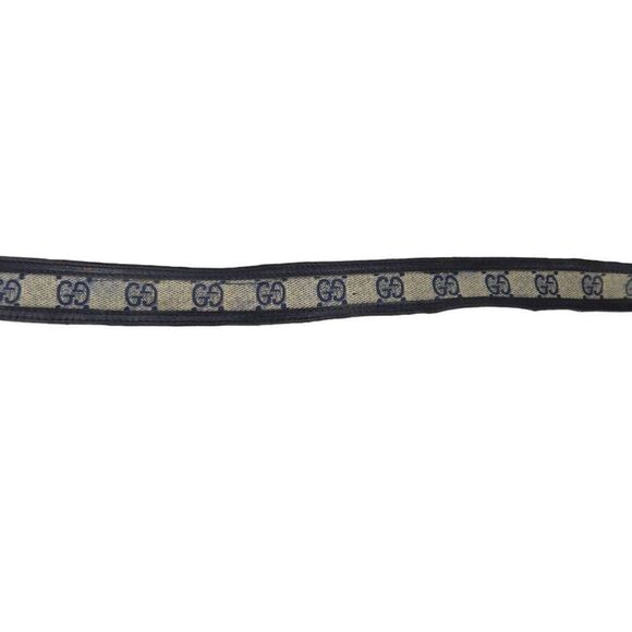?Rare Vintage Gucci Collector Navy Blue Monogram Canvas and Leather Belt with 2 main image 5